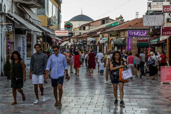 Ohrid Macedonia Del Norte Agosto 2019 Calle Peatonal Casco Antiguo — Foto de Stock