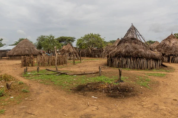 埃塞俄比亚Karo部落居住的Korcho村棚屋 — 图库照片
