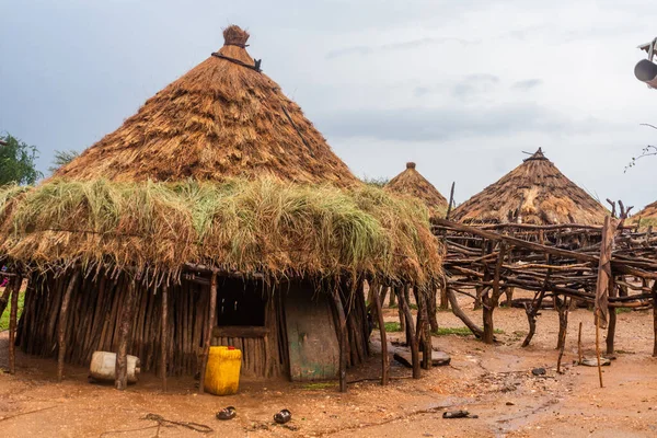 Дома Деревне Племени Хамер Недалеко Турми Эфиопия — стоковое фото