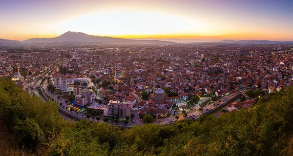 Vista Aerea Sul Tramonto Della Città Prizren Kosovo — Foto Stock