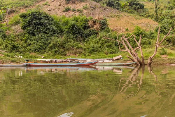 Boats Nam River Phongsali Province Laos — Stock Photo, Image