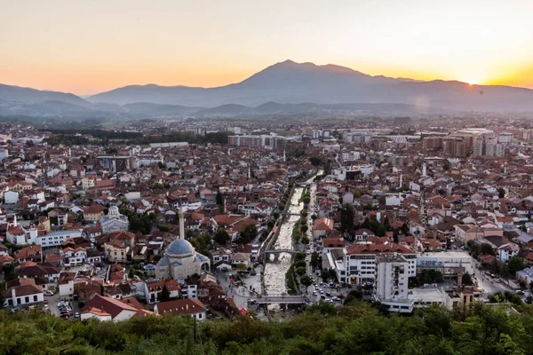 Tramonto Vista Aerea Prizren Kosovo — Foto Stock