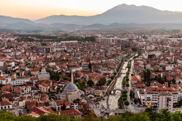 Vista Aerea Serale Della Città Prizren Kosovo — Foto Stock