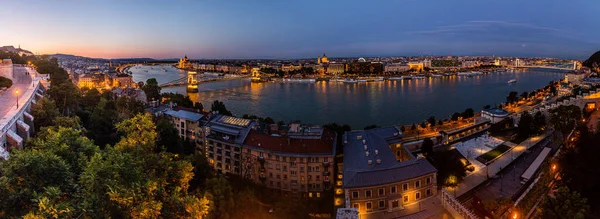 Večerní Pohled Dunaj Budapešti Maďarsko — Stock fotografie