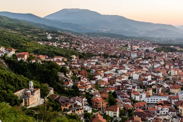 Vista Aérea Nocturna Ciudad Prizren Kosovo —  Fotos de Stock