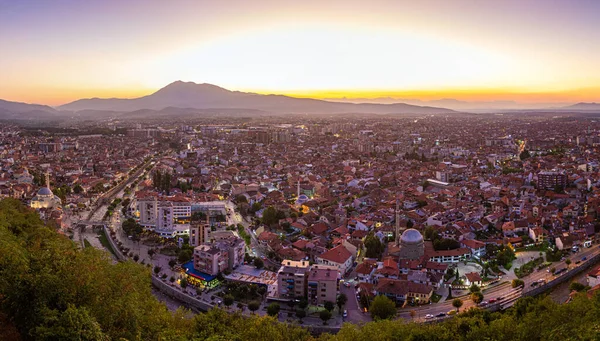 Sunset aerial view of Prizren town, Kosovo