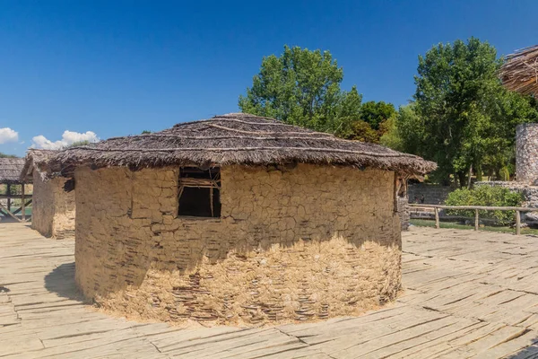House at Bay of Bones, prehistoric pile-dwelling, recreation of a bronze age settlement on Lake Ohrid, North Macedonia