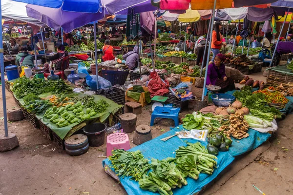 Луанг Намта Лаос Ноября 2019 Овощная Часть Рынка Городе Луанг — стоковое фото