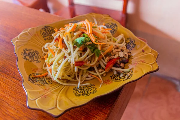 Pittige Groene Papaja Salade Phongsali Laos — Stockfoto