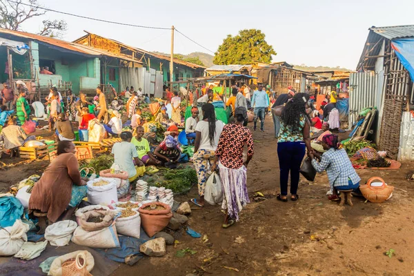 Jinka Etiopia Luty 2020 Widok Rynek Jince Etiopia — Zdjęcie stockowe