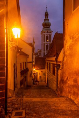 Çek Cumhuriyeti Cesky Krumlov 'da akşam manzarası