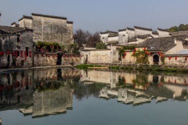 Hongcun köyündeki ay göleti, Anhui bölgesi, Çin