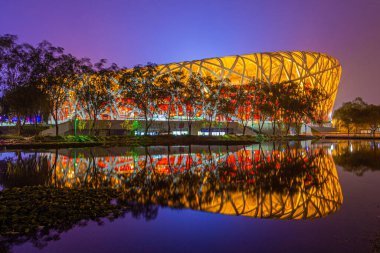 BEIJING, ÇİN - 17 Ekim 2019: Pekin Ulusal Stadyumu 'nun (Kuş Yuvası) Pekin, Çin