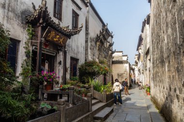 XIDI, Çin - 29 Ekim 2019: Xidi Köyü, Anhui Bölgesi, Çin