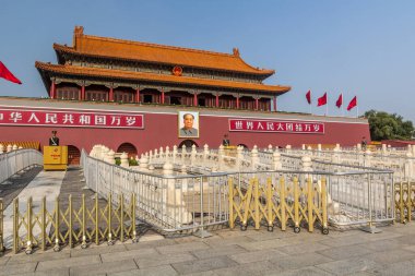 BEIJING, ÇİN - 18 Ekim 2019: Tiananmen (İlahi Barış) Pekin, Çin