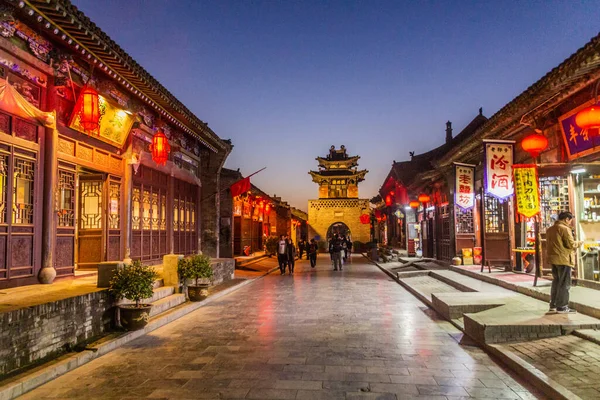 Pingyao China Oktober 2019 Abendaufnahme Einer Straße Der Antiken Stadt — Stockfoto