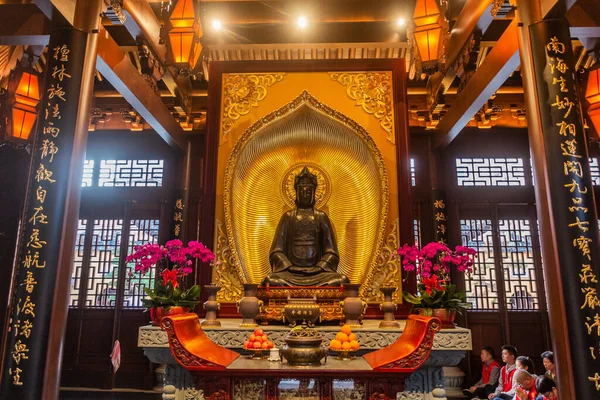 Шанхай Китай Октября 2019 Года Бодхисаттва Нефритовом Храме Будды Шанхае — стоковое фото