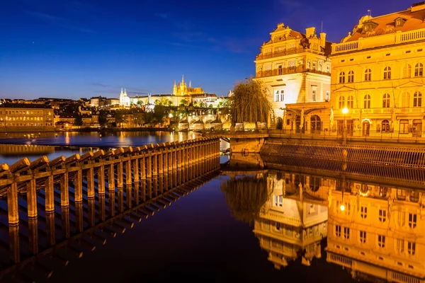 Vista Nocturna Praga República Checa — Foto de Stock