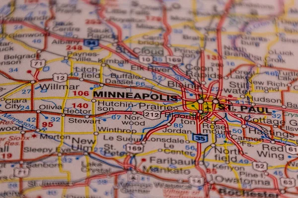 Minneapolis Minnesota Abd Bir Yol Haritasında — Stok fotoğraf