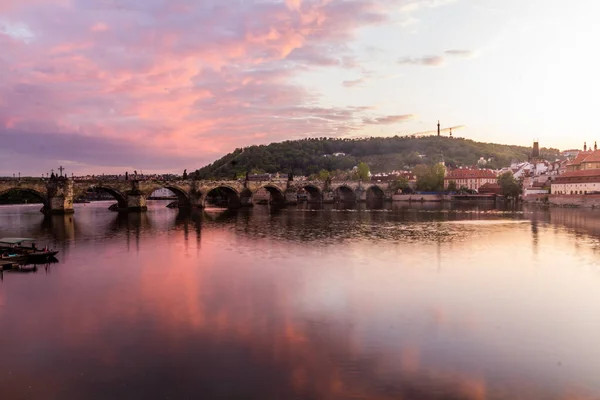 Večerní Pohled Karlův Most Praze Česká Republika — Stock fotografie
