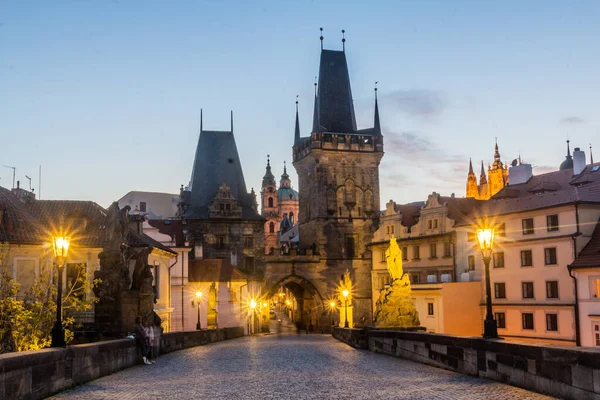 Evening Charles Bridge Prague Czech Republic — Stock Photo, Image