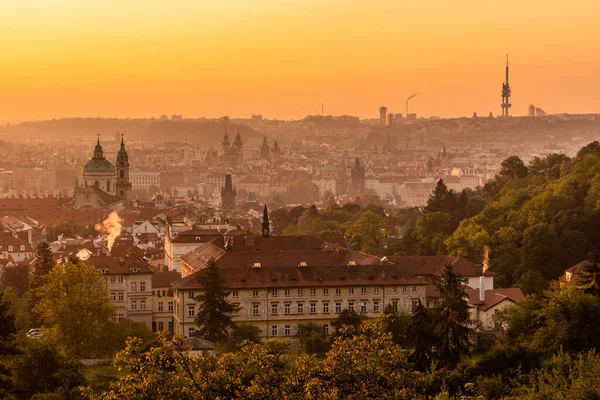 Ранним Утром Вид Воздуха Прагу Чехия — стоковое фото