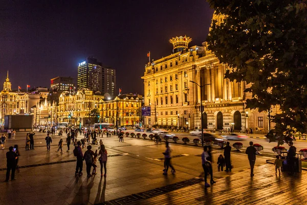 Shanghai China Octubre 2019 Vista Nocturna Los Edificios Históricos Bund — Foto de Stock