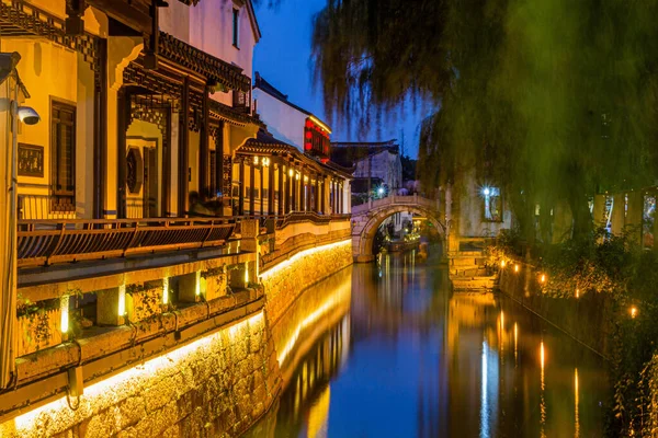 Evening View Water Canal Suzhou Jiangsu Province China — Stock Photo, Image
