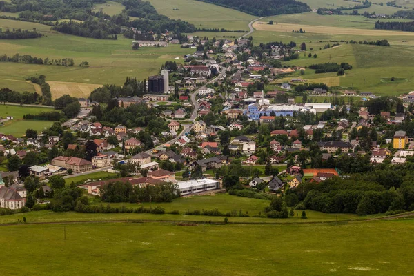 Aerial View Cervena Voda Town Krizova Hora Mountain Czech Republic — Stock Photo, Image