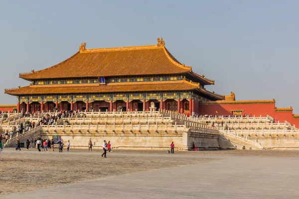 stock image BEIJING, CHINA - OCTOBER 18, 2019: Hall of Supreme Harmony in the Forbidden City in Beijing, China