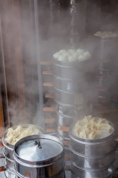 Morning View Dumplings Being Prepared Breakfast Beijing China — Stock Photo, Image