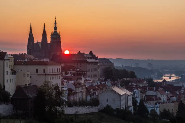 Vista Madrugada Catedral San Vito Lado Menor Praga República Checa —  Fotos de Stock