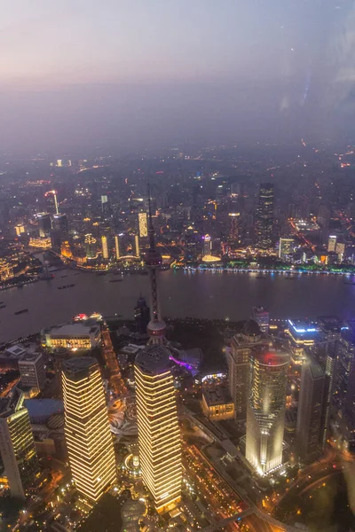 Evening Aerial View Skyscrapers Shanghai China — Stock Photo, Image