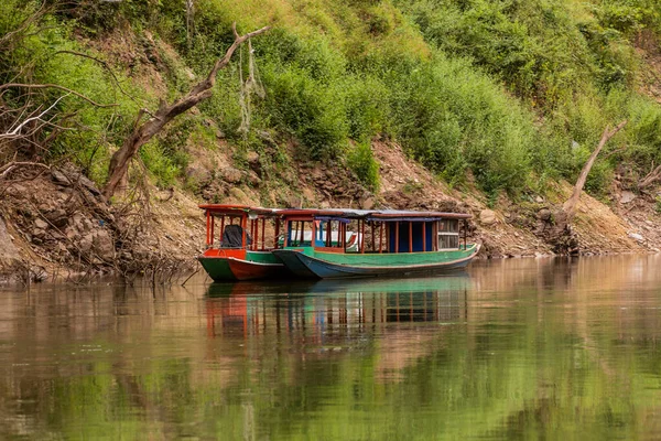 Barche Fiume Nam Provincia Phongsali Laos — Foto Stock