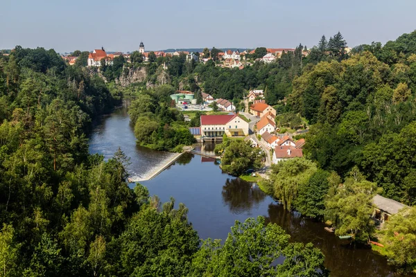 Αεροφωτογραφία Της Πόλης Bechyne Και Του Ποταμού Luznice Τσεχική Δημοκρατία — Φωτογραφία Αρχείου