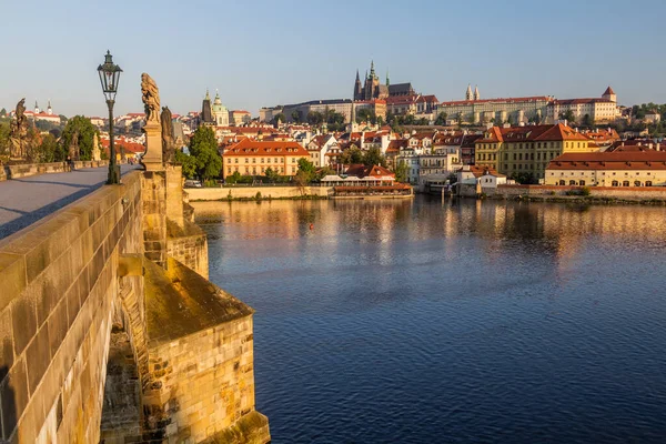 Vista Castelo Praga Partir Ponte Charles Praga República Checa — Fotografia de Stock