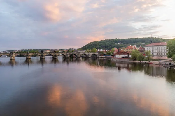 Vista Rio Vltava Praga Com Ponte Charles República Checa — Fotografia de Stock