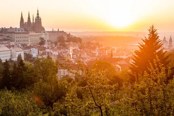 Napkelte Kilátás Prága Prágai Várral Csehszlovákia — Stock Fotó