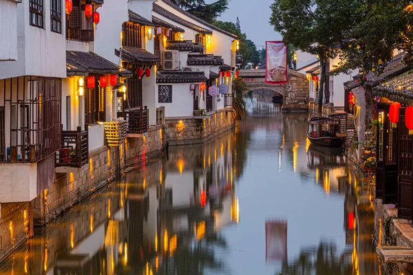 Luzhi China Outubro 2019 Canal Luzhi Cidade Água Província Jiangsu — Fotografia de Stock