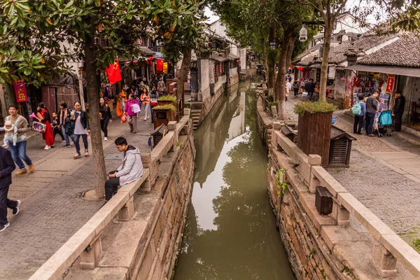 Luzhi Ekim 2019 Jiangsu Çin Deki Antik Luzhi Kasabasındaki Kanal — Stok fotoğraf