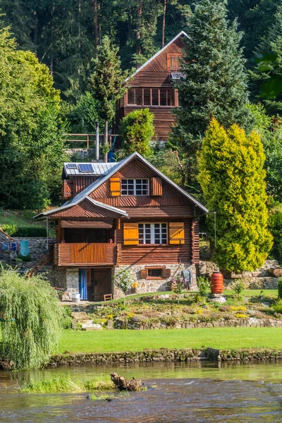 Rural Holiday Cabins Luznice River Czech Republic — Stock Photo, Image
