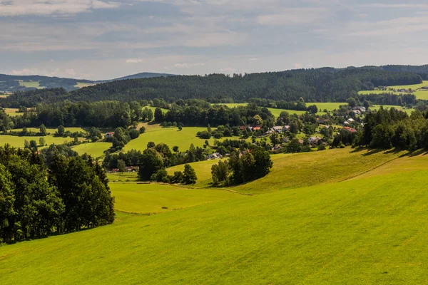 Vista Aérea Del Paisaje Rural Cerca Horni Cermna República Checa — Foto de Stock