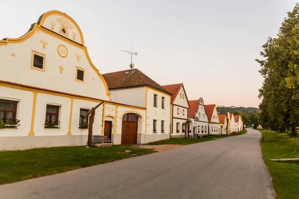 Casas Tradicionales Estilo Barroco Rural Holasovice Pueblo República Checa — Foto de Stock