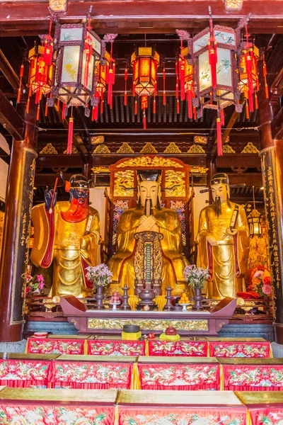 Shanghai China Oktober 2019 Beeldhouwwerken City God Temple Oude Stad — Stockfoto
