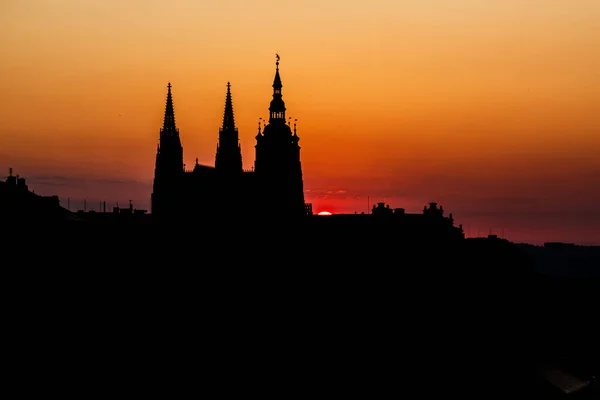Vista Silueta Catedral San Vito Praga República Checa — Foto de Stock