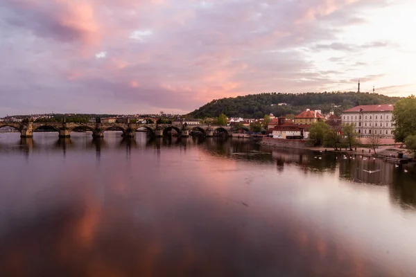 Vue Soirée Pont Charles Prague République Tchèque — Photo