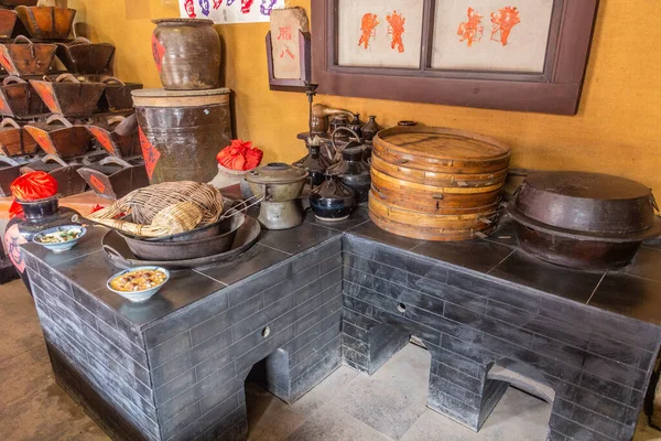 Qixian Kina Oktober 2019 Utställningar Gammalt Traditionellt Kök Qiao Family — Stockfoto