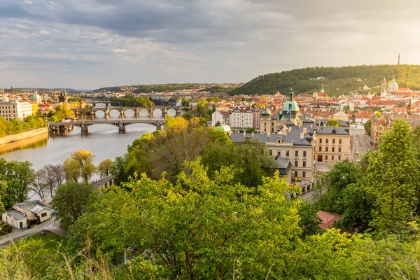 Luftaufnahme Von Brücken Prag Tschechische Republik — Stockfoto