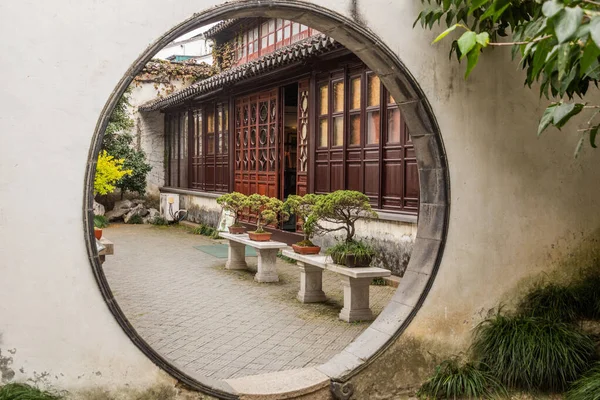 Puerta Luna Jardín Maestro Las Redes Suzhou Provincia Jiangsu China —  Fotos de Stock