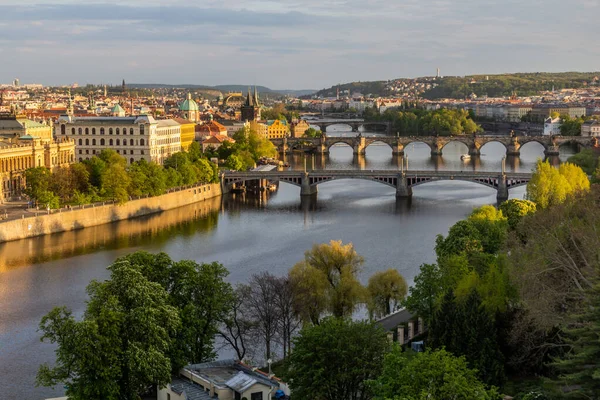 Vista Aerea Ponti Praga Repubblica Ceca — Foto Stock